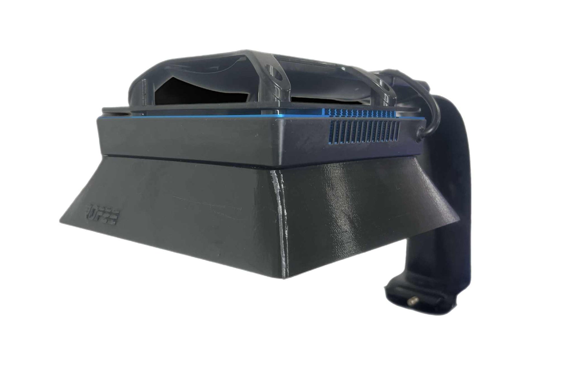 Close-up of black 3D printed magnetic light shade for Ecotech Radion XR15