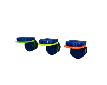 •“Classic flat single frag rack in red, orange, and green”
•“Mounted classic coral frag rack with single plug slot”
•“Top view of colorful 3-pack single plug coral mounts”