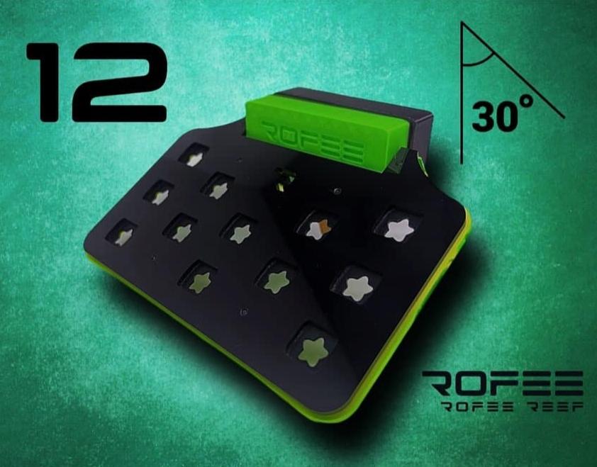 12 plug coral frag rack with acrylic and 3D printed angled magnetic mount