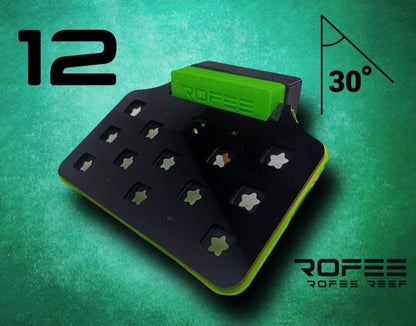 12 plug coral frag rack with acrylic and 3D printed angled magnetic mount