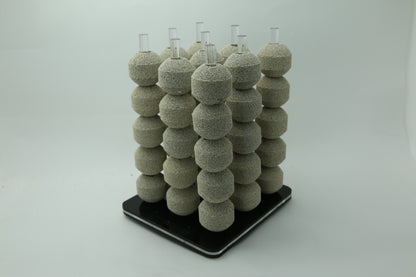 •“Acrylic Bio Sphere Ball Stand for ceramic media”
•“Top-down view of acrylic frag media holder”
•“Bio media stand inside reef sump made of acrylic”