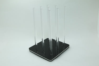 •“Acrylic Bio Sphere Ball Stand for ceramic media”
•“Top-down view of acrylic frag media holder”
•“Bio media stand inside reef sump made of acrylic”