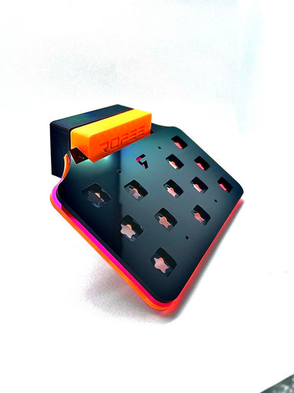 12 plug coral frag rack with acrylic and 3D printed angled magnetic mount